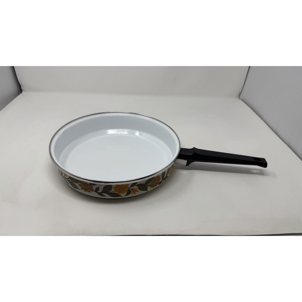JMP Capri Enamelware 10" Skillet No Lid With Handle Retro Floral